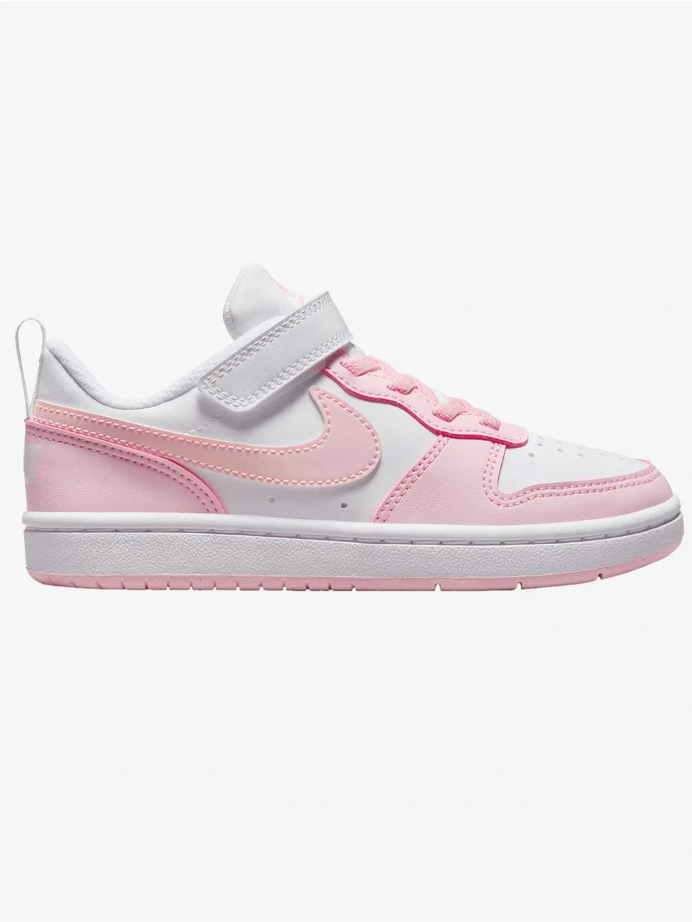 Nike Kids White and Pink Low-Top Hook-and-Loop Sneakers